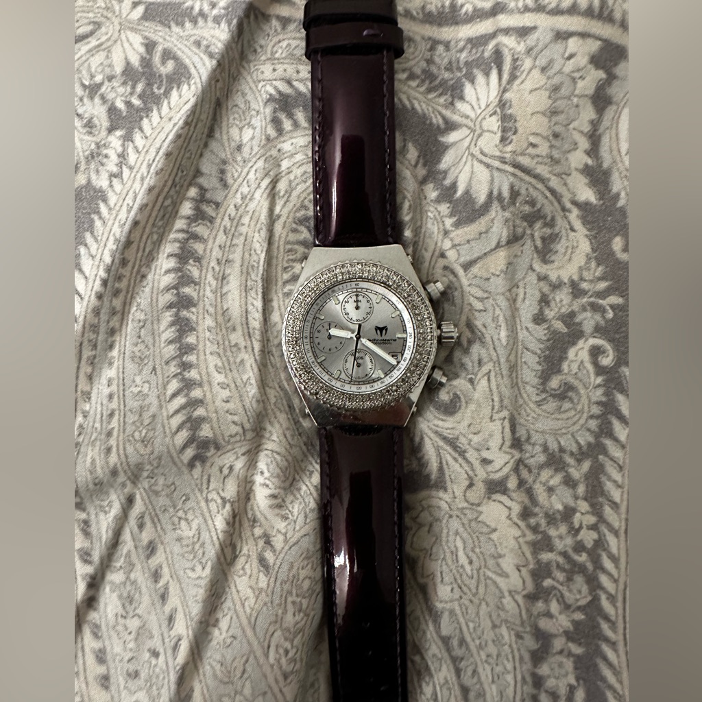 Authentic Preowned Techno Marine Watch With Diamond Bezel Battery Required